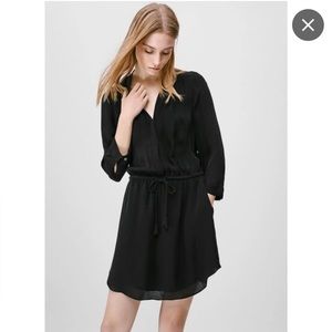 Aritzia Babaton Bennett Button Up Silk Black Sheer Mini Dress Small